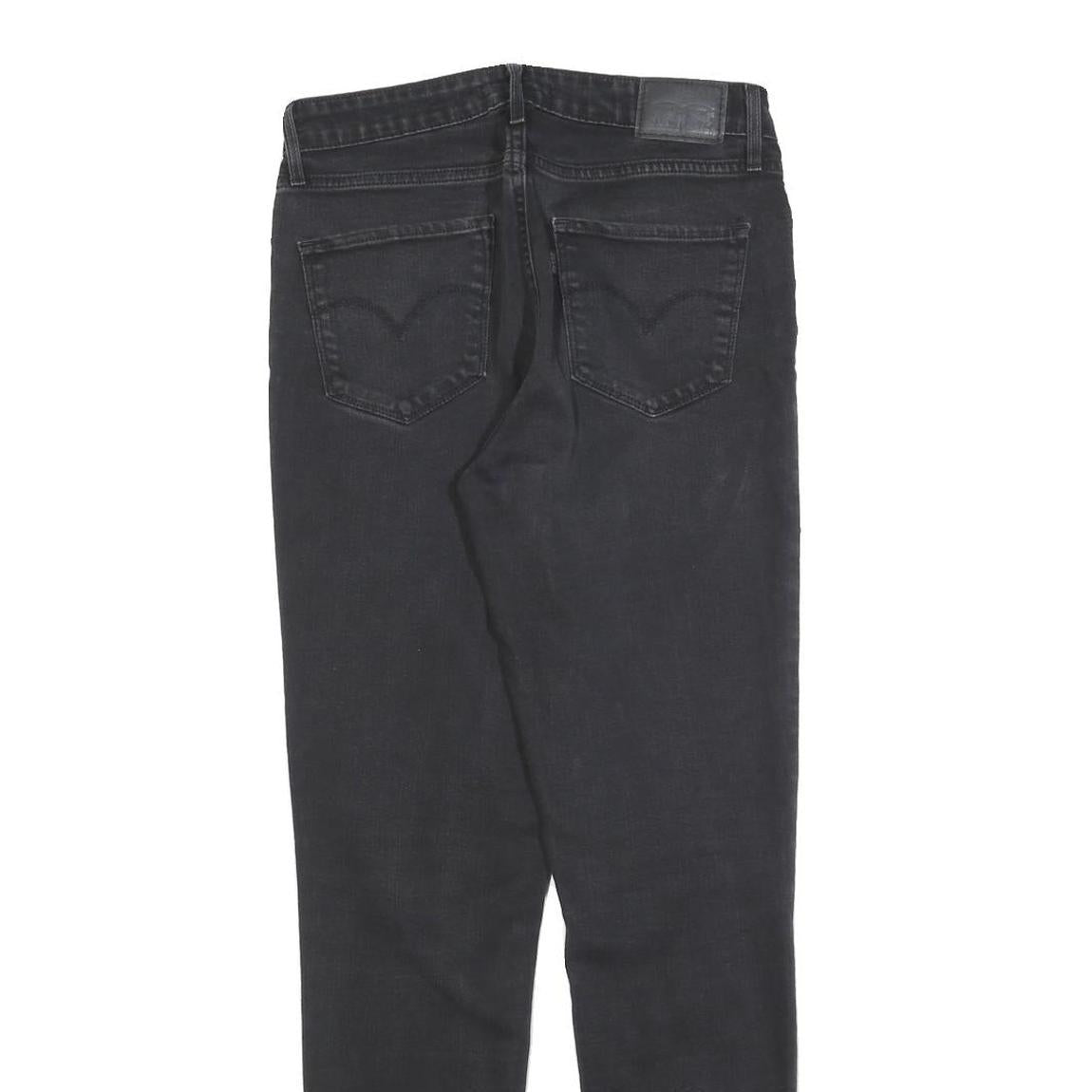 LEVI'S 721 Womens Jeans Black Slim Skinny Denim Raw W28 L30 Stretch