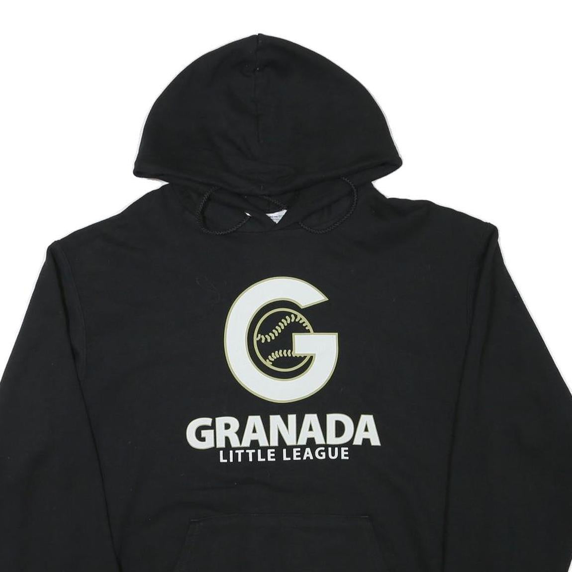 CHAMPION Mens Black Granada Little League Pullover Hoodie L Cotton Blend