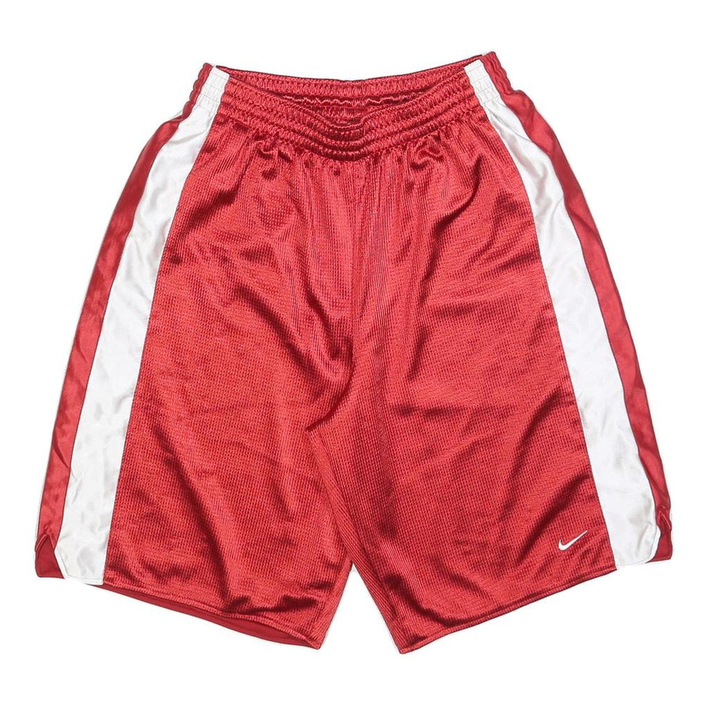 NIKE Mens Red & White Sports Basketball Shorts L W30 Polyester Comfortable Fit
