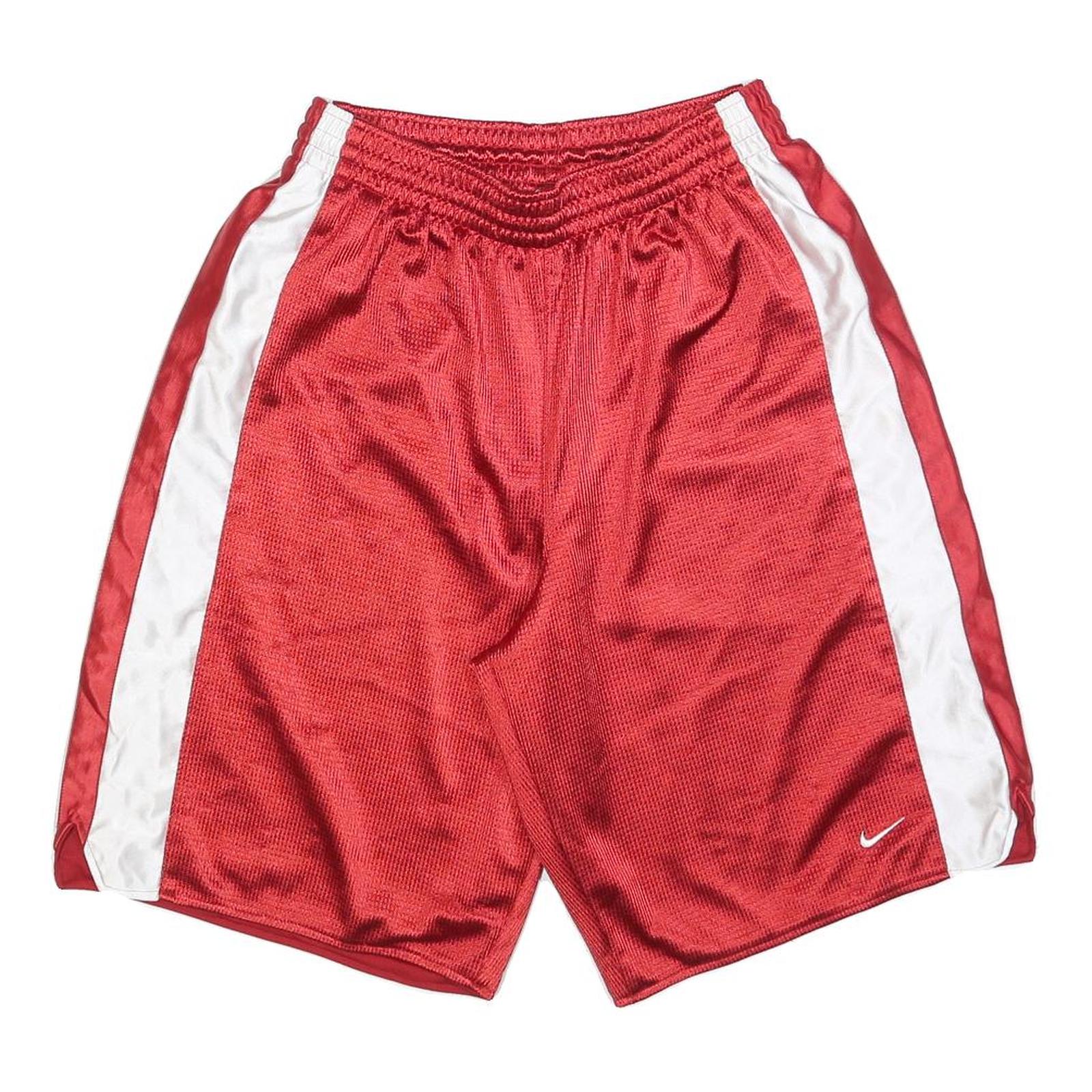 NIKE Mens Red & White Sports Basketball Shorts L W30 Polyester Comfortable Fit