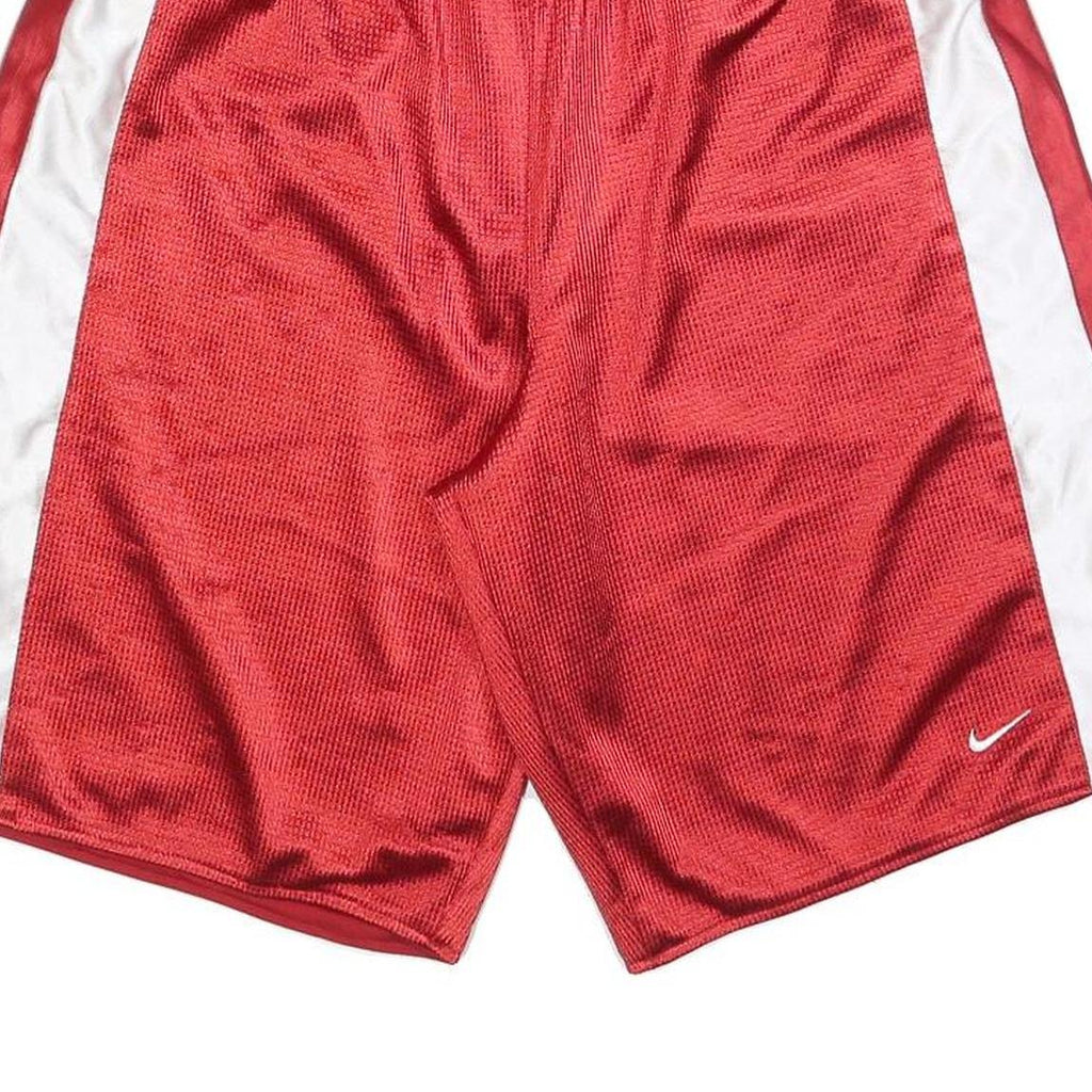 NIKE Mens Red & White Sports Basketball Shorts L W30 Polyester Comfortable Fit
