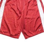 NIKE Mens Red & White Sports Basketball Shorts L W30 Polyester Comfortable Fit