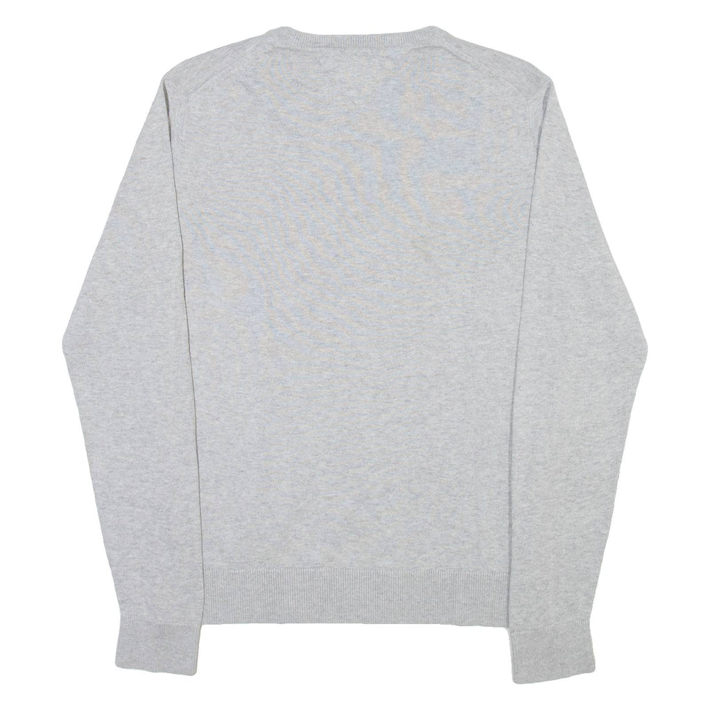 TOMMY HILFIGER Mens Jumper Grey V-Neck Tight Knit S