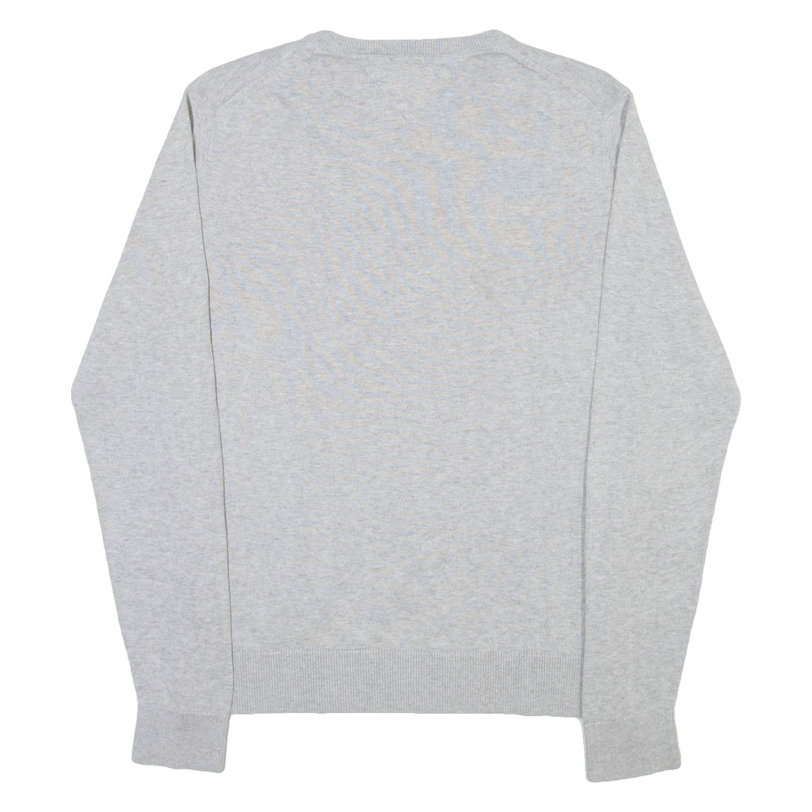 TOMMY HILFIGER Mens Jumper Grey V-Neck Tight Knit S