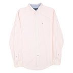 TOMMY HILFIGER Mens Pink And White Check Shirt M Cotton Blend Button Down