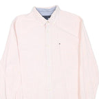 TOMMY HILFIGER Mens Pink And White Check Shirt M Cotton Blend Button Down