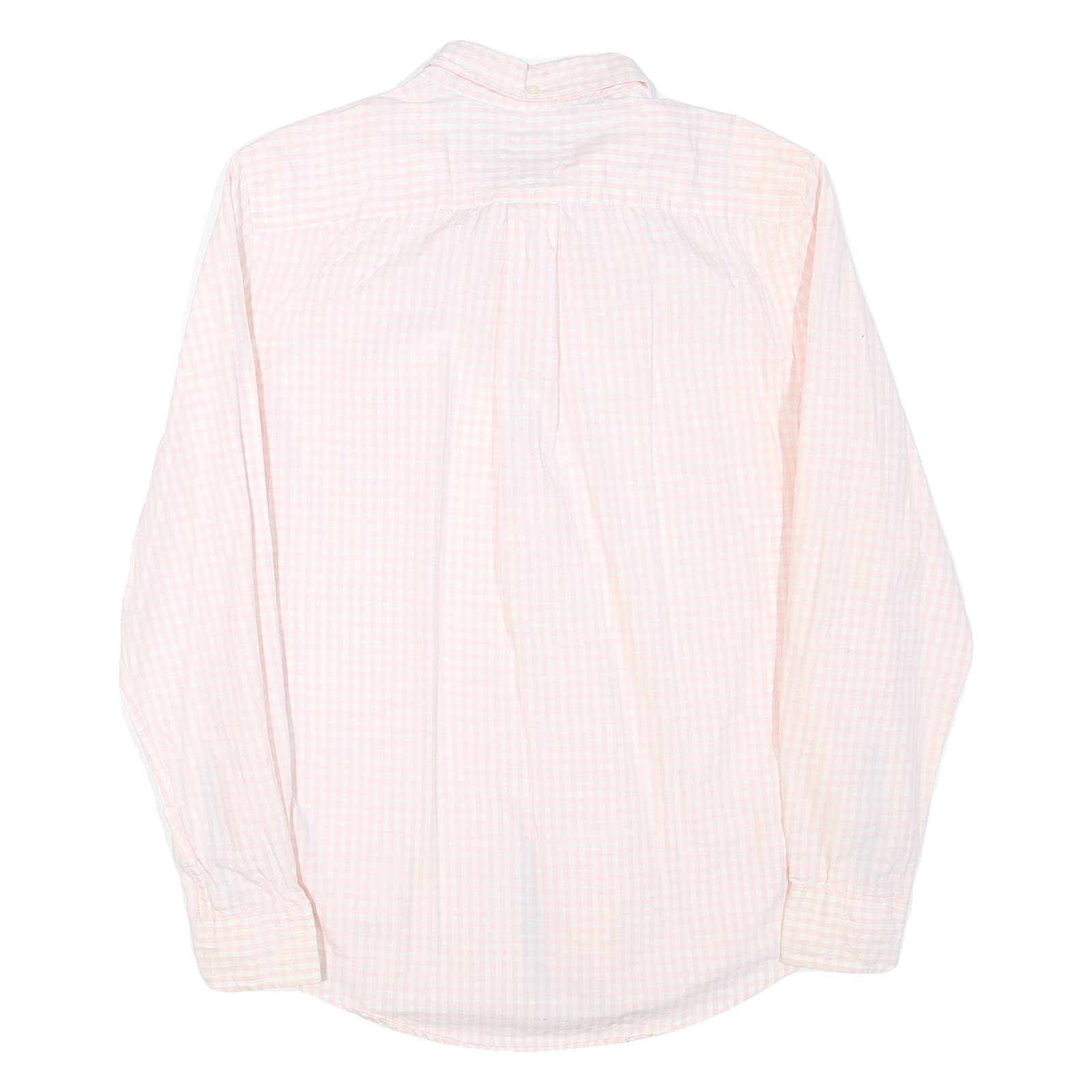 TOMMY HILFIGER Mens Pink And White Check Shirt M Cotton Blend Button Down