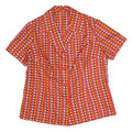 Womens Red Printed Shirt Short Sleeve Button Neck XL Synthetic Blend Retro
