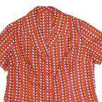 Womens Red Printed Shirt Short Sleeve Button Neck XL Synthetic Blend Retro