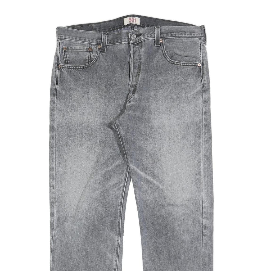 LEVI'S 501 Mens Jeans Grey Regular Straight Denim Medium W36 L32 Classic Button