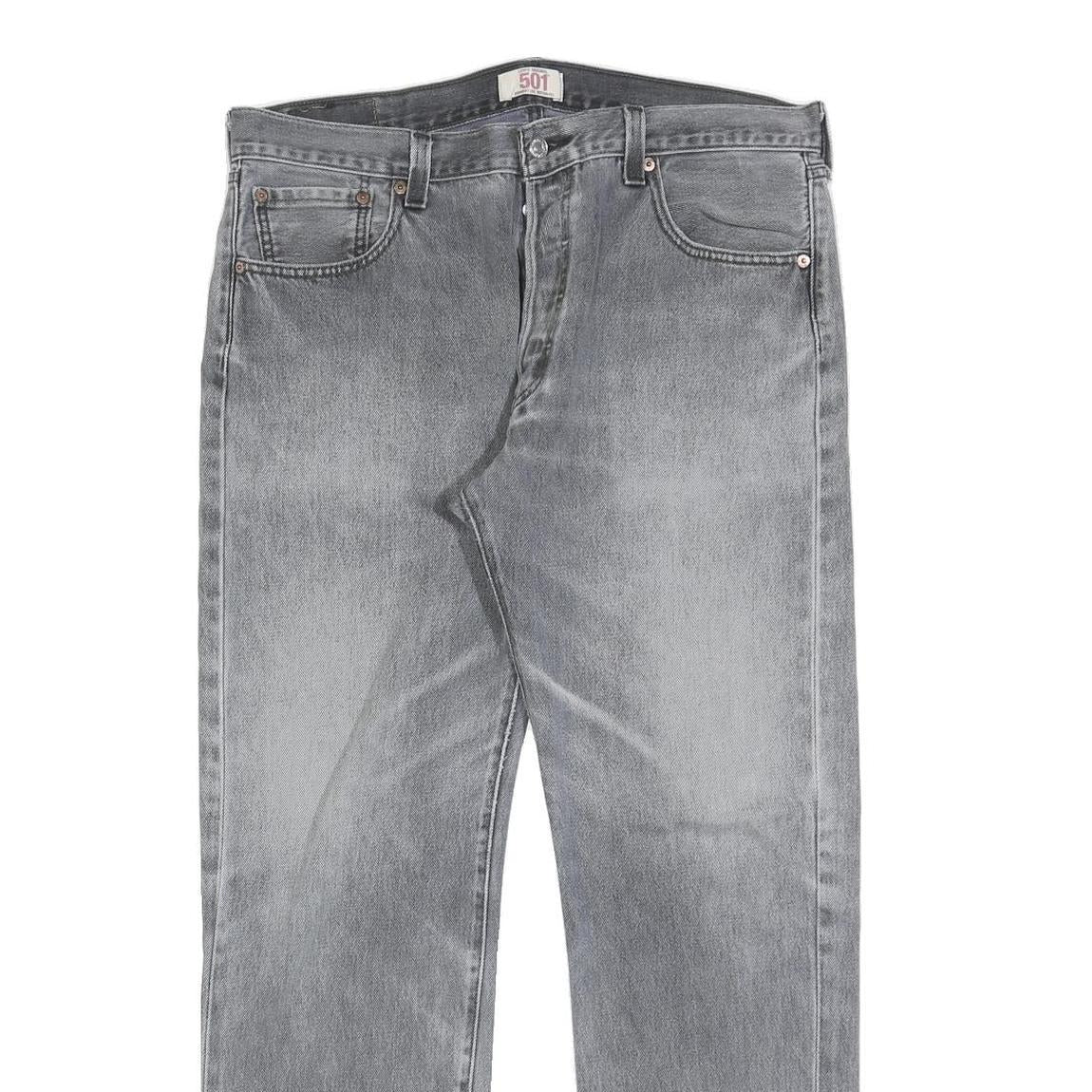 LEVI'S 501 Mens Jeans Grey Regular Straight Denim Medium W36 L32 Classic Button