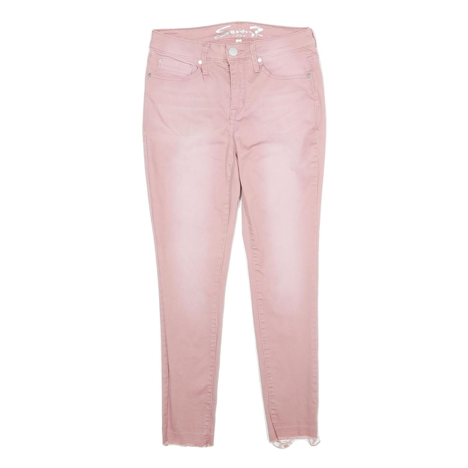 7 FOR ALL MANKIND Womens Jeans Pink Slim Skinny Denim W28 L29 Stylish Casual