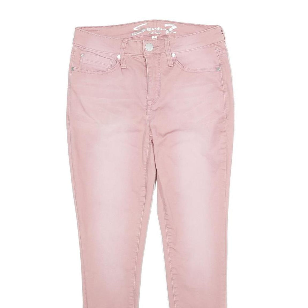 7 FOR ALL MANKIND Womens Jeans Pink Slim Skinny Denim W28 L29 Stylish Casual