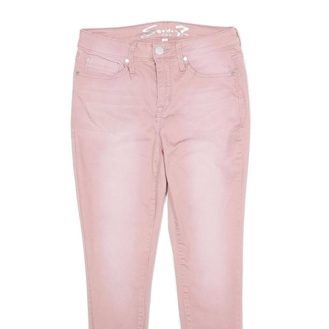 7 FOR ALL MANKIND Womens Jeans Pink Slim Skinny Denim W28 L29 Stylish Casual