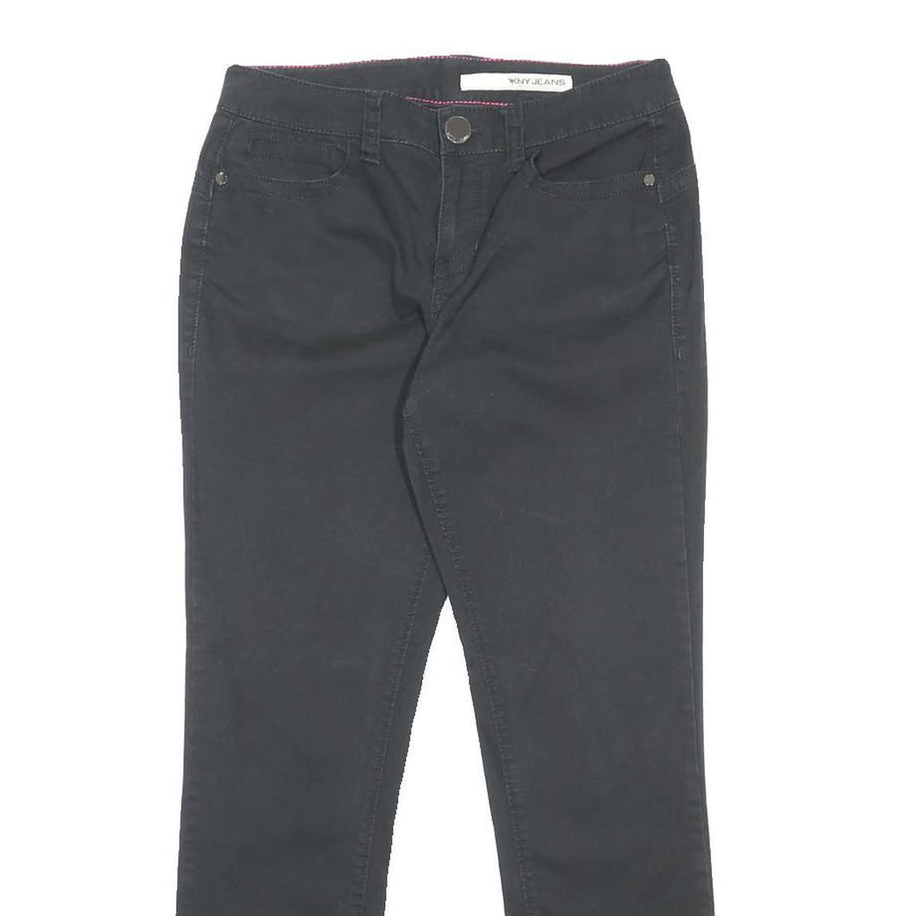 DKNY Womens Cotton Blend Black Slim Tapered Trousers W30 L29 Stylish Everyday