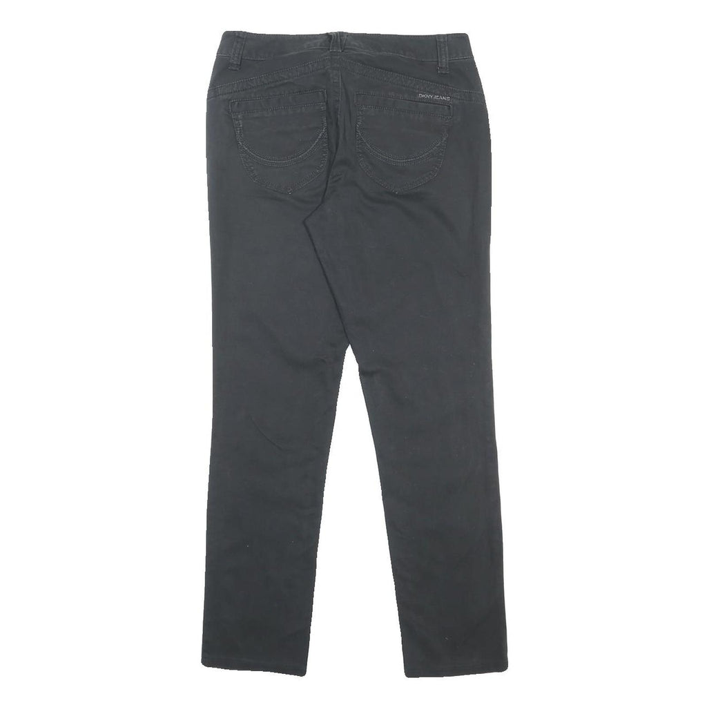 DKNY Womens Cotton Blend Black Slim Tapered Trousers W30 L29 Stylish Everyday