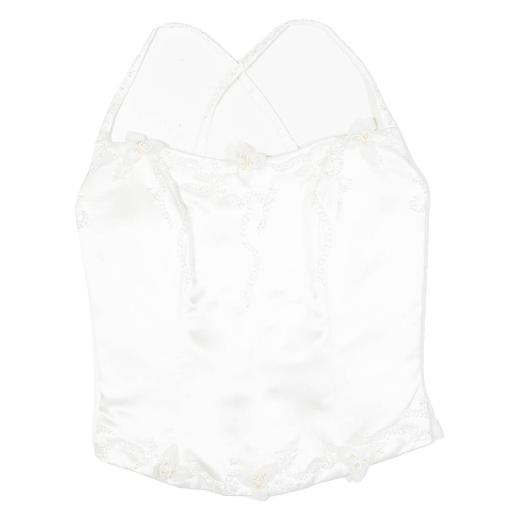 Beaded Womens Corset White Strapless M