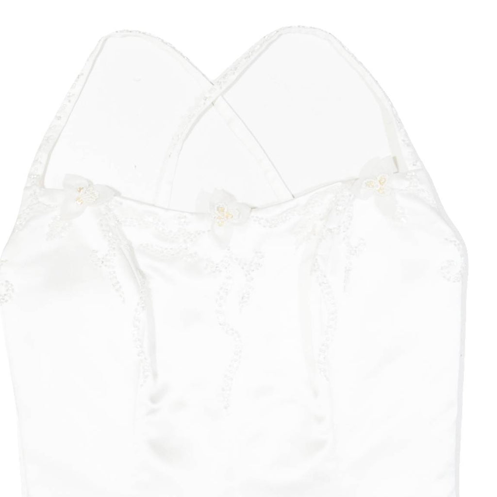 Beaded Womens Corset White Strapless M