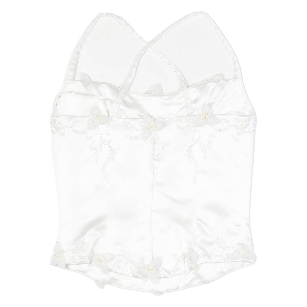 Beaded Womens Corset White Strapless M
