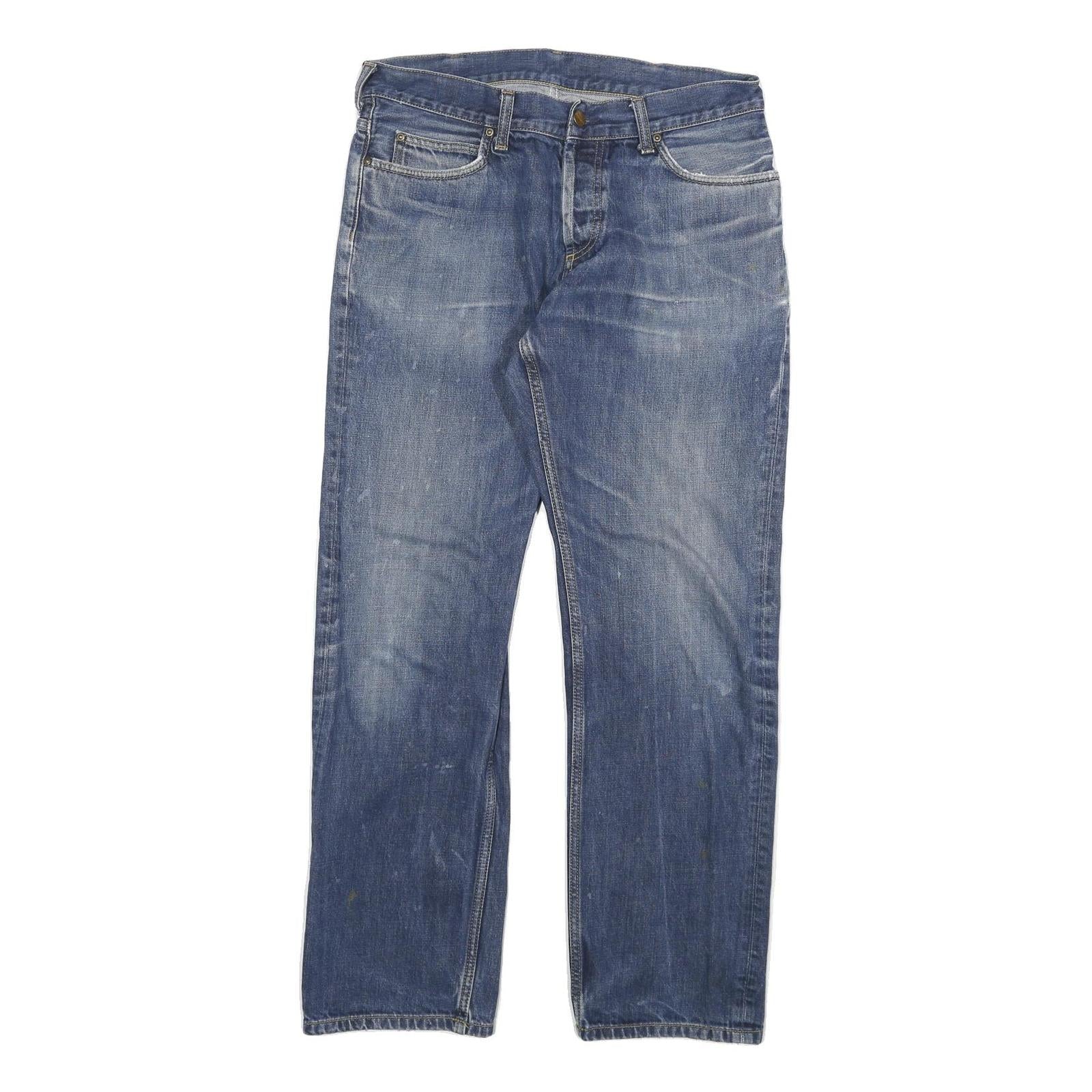 CARHARTT Mens Regular Fit Blue Denim Jeans W32 L29 Casual Cotton Blend Zip