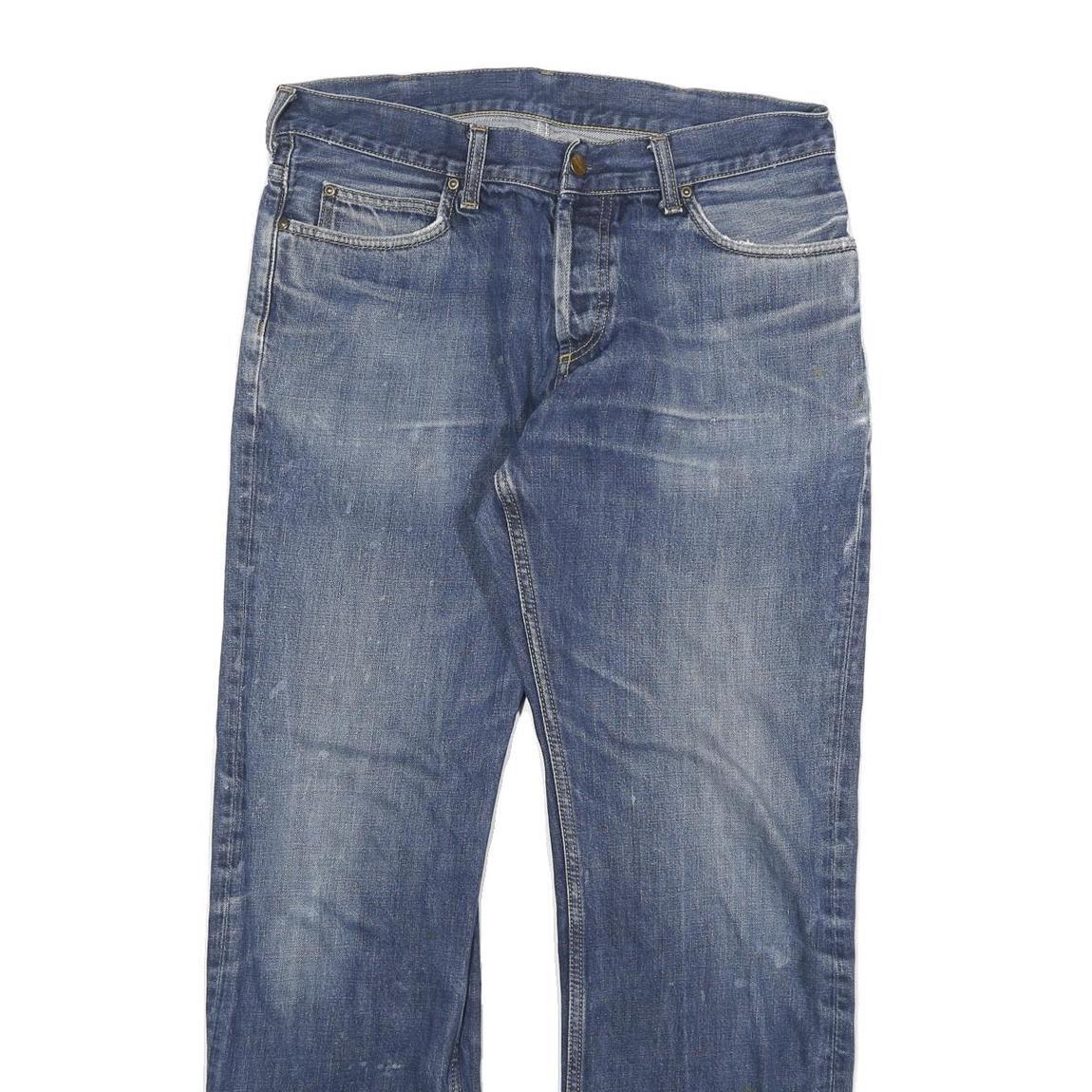 CARHARTT Mens Regular Fit Blue Denim Jeans W32 L29 Casual Cotton Blend Zip