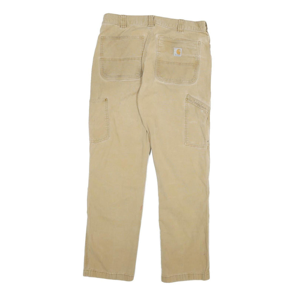 CARHARTT Mens Cotton Blend Beige Relaxed Straight Trousers W32 L29 Workwear