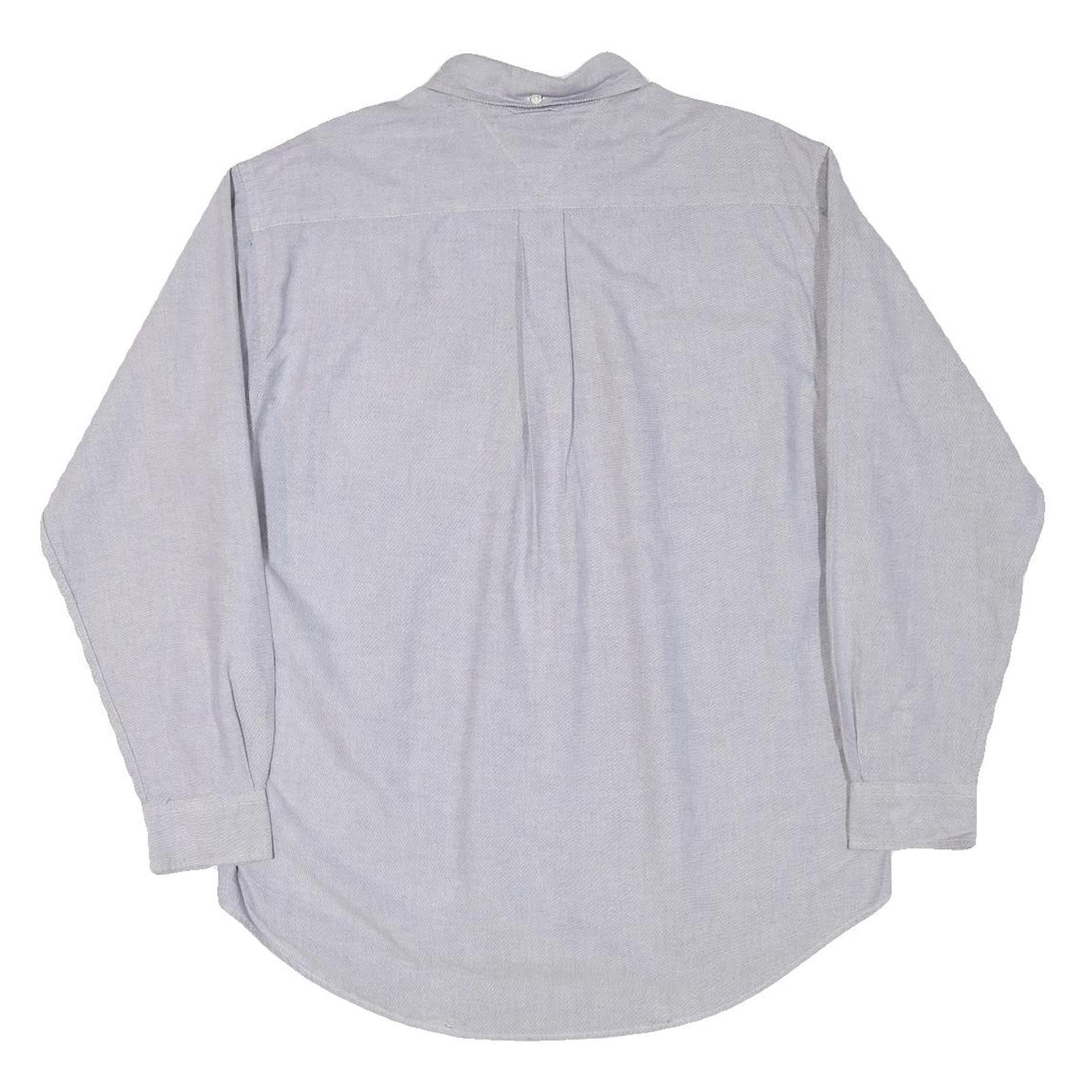 TOMMY HILFIGER Mens Grey Plain Shirt M Button-Down Collar Long Sleeve Casual
