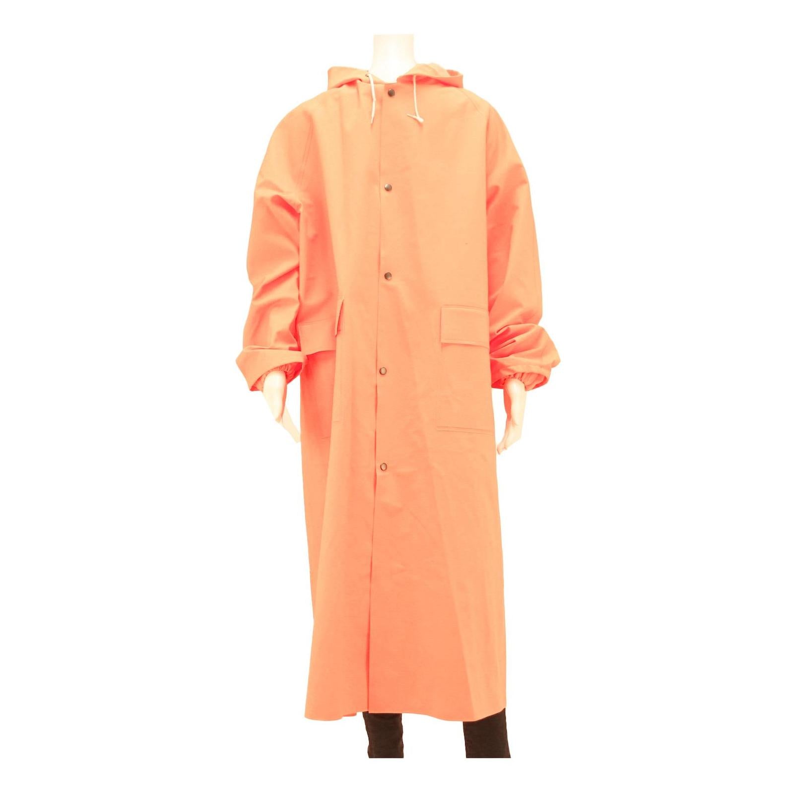 SLOEN Mens Orange Nylon Hooded Button Jacket L Long Sleeve Casual Contemporary