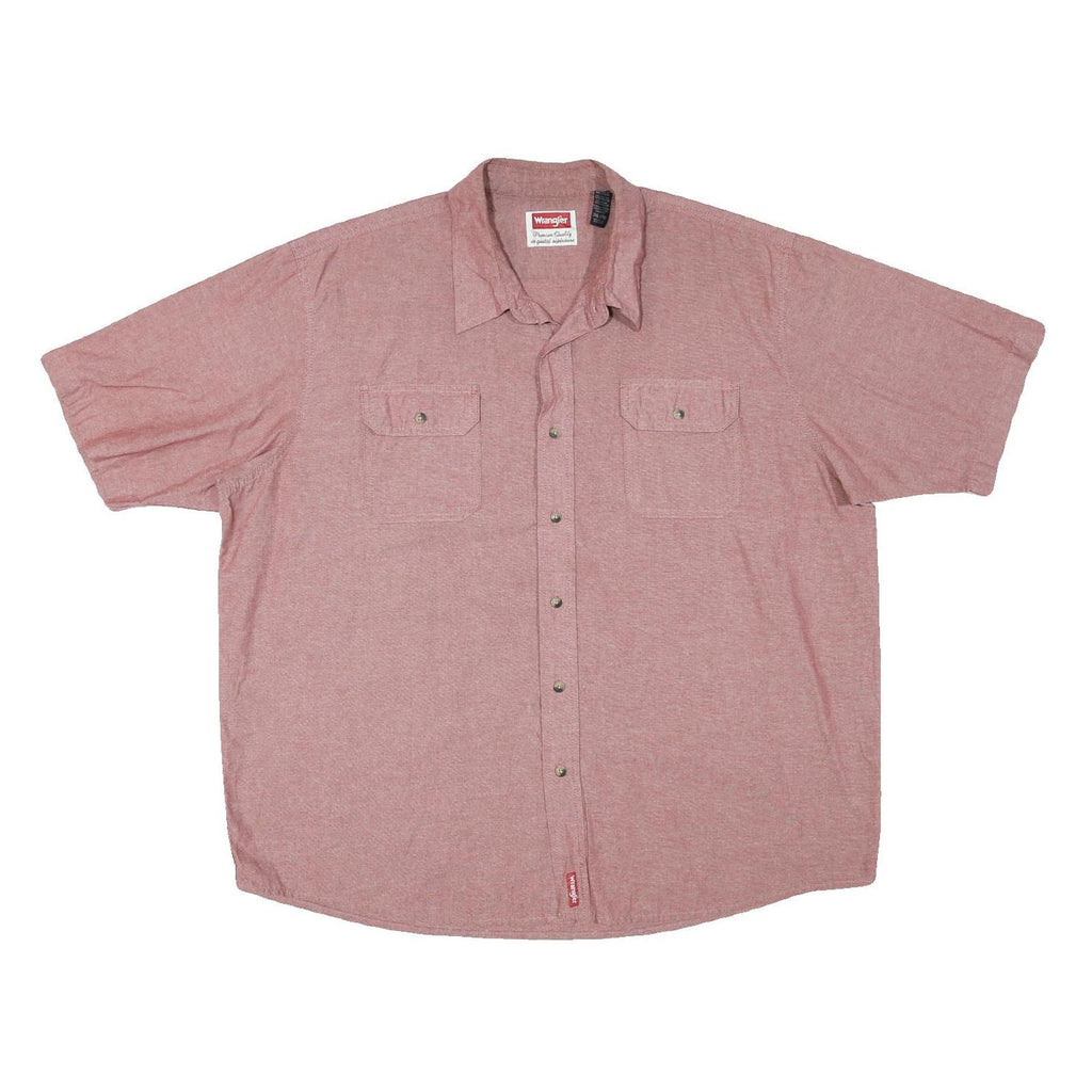 WRANGLER Mens Red Shirt 2XL Cotton Blend Short Sleeve Casual Button Shirt