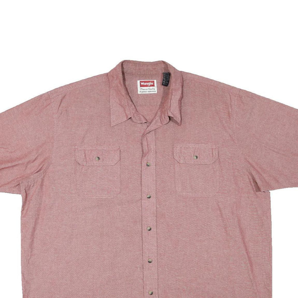 WRANGLER Mens Red Shirt 2XL Cotton Blend Short Sleeve Casual Button Shirt