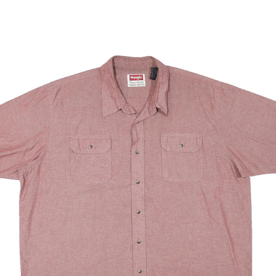 WRANGLER Mens Red Shirt 2XL Cotton Blend Short Sleeve Casual Button Shirt