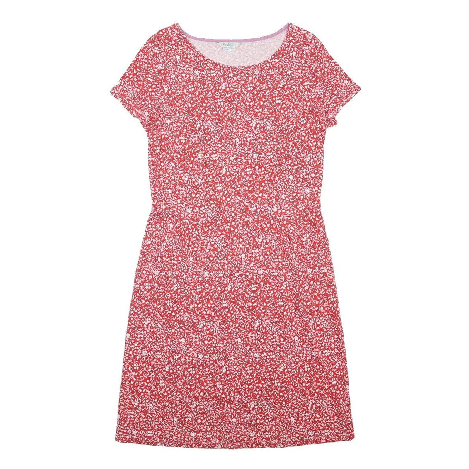 BODEN Womens Red & White Floral Cotton Day Dress Short Sleeve Knee Length UK 12