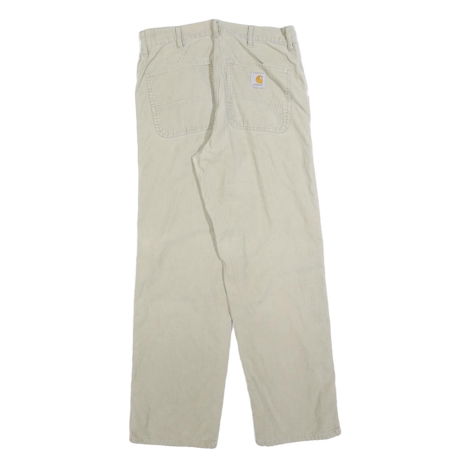 CARHARTT Mens Cotton Beige Regular Straight Trousers W32 L32 Workwear Casual