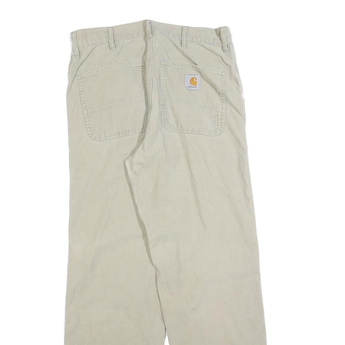 CARHARTT Mens Cotton Beige Regular Straight Trousers W32 L32 Workwear Casual