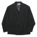 W. ZARA Womens Black Wool Double Breasted Jacket L Woven Classic Tailored