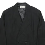 W. ZARA Womens Black Wool Double Breasted Jacket L Woven Classic Tailored