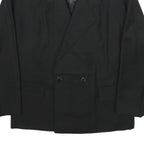 W. ZARA Womens Black Wool Double Breasted Jacket L Woven Classic Tailored