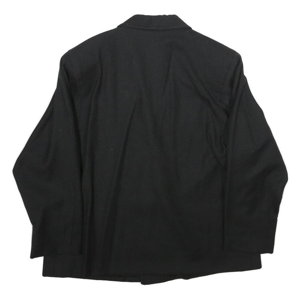 W. ZARA Womens Black Wool Double Breasted Jacket L Woven Classic Tailored