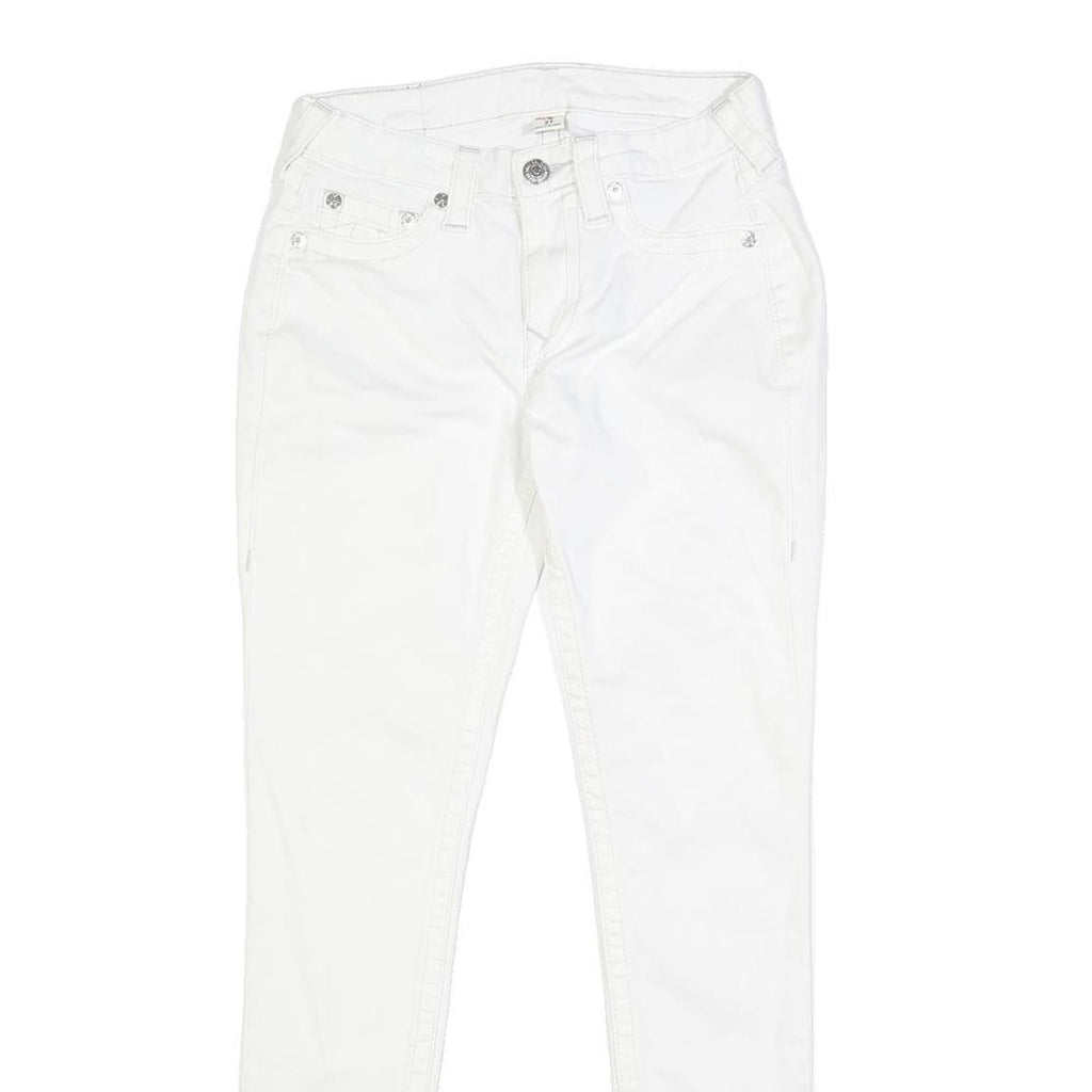 TRUE RELIGION Womens Slim White Jeans Denim W27 L30 Stylish Comfort Zip Closure