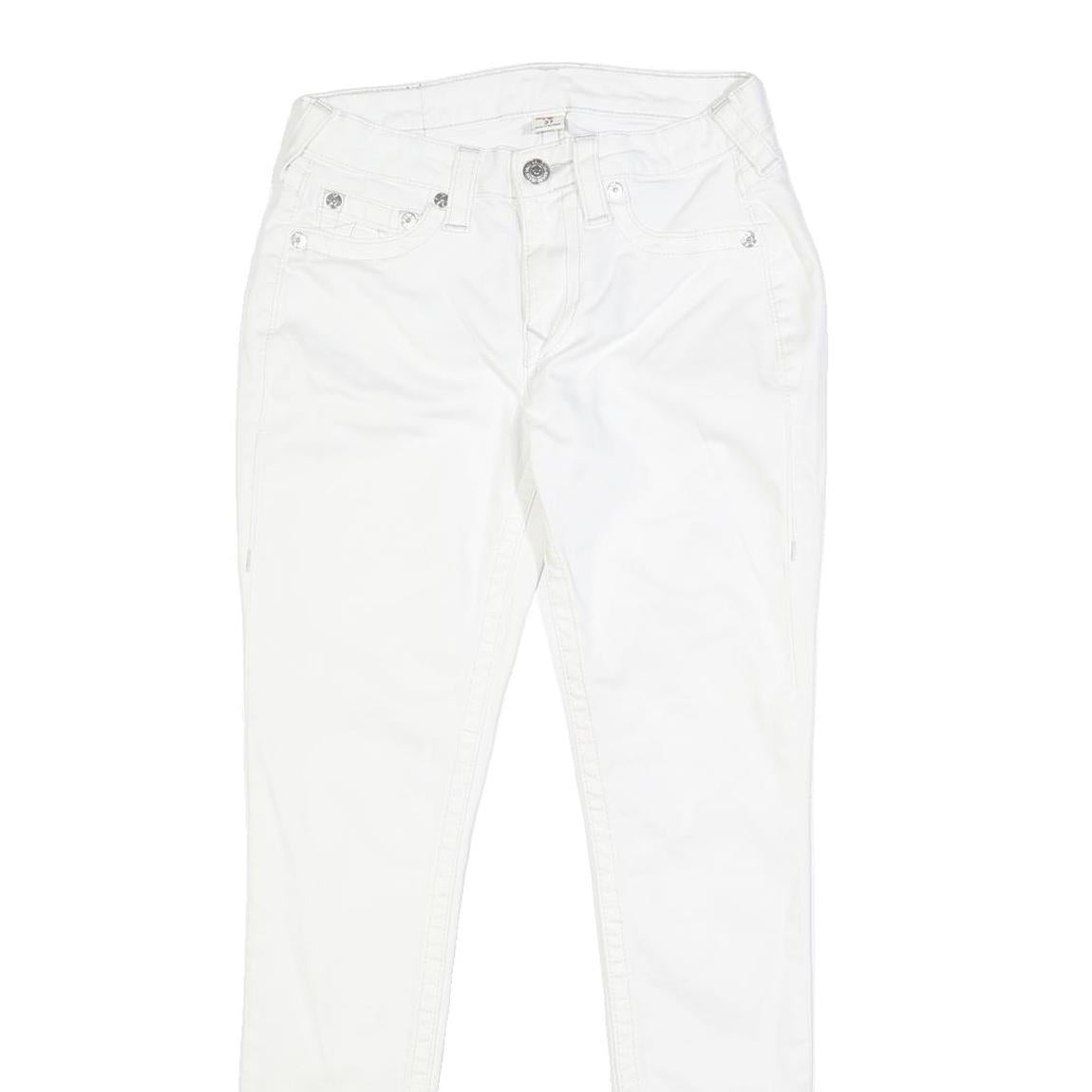 TRUE RELIGION Womens Slim White Jeans Denim W27 L30 Stylish Comfort Zip Closure