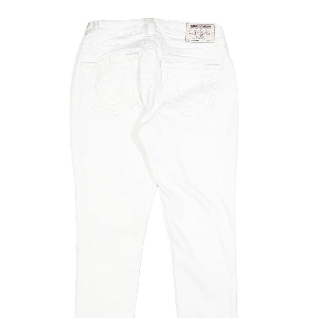 TRUE RELIGION Womens Slim White Jeans Denim W27 L30 Stylish Comfort Zip Closure