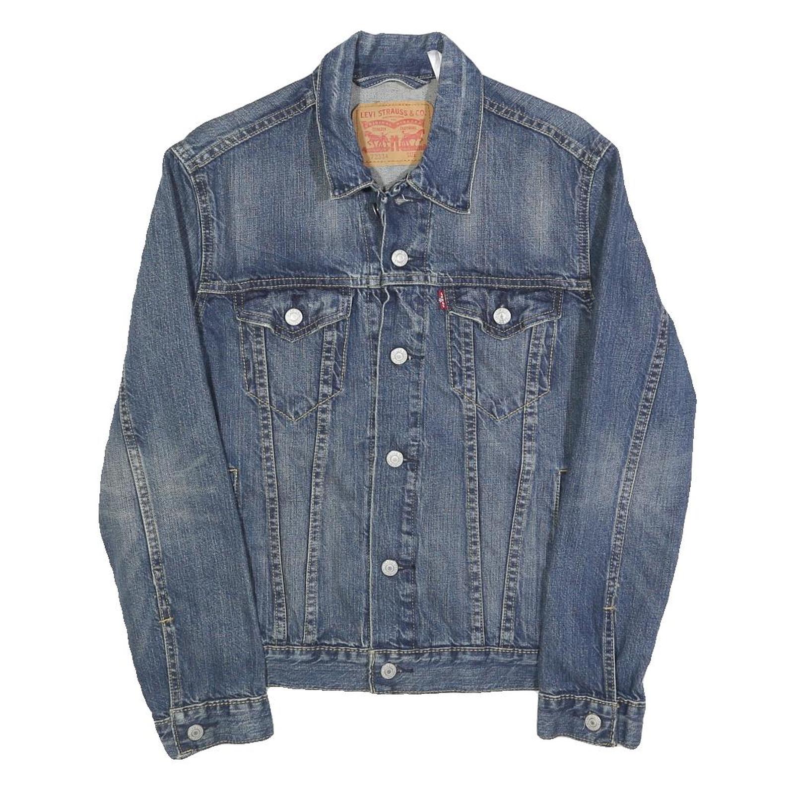LEVI'S Mens Blue Denim Jacket S Cotton Classic Button Front Casual