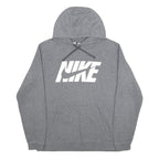 NIKE Mens Grey Pullover Hoodie L Cotton Blend Comfortable Casual Sweatshirt