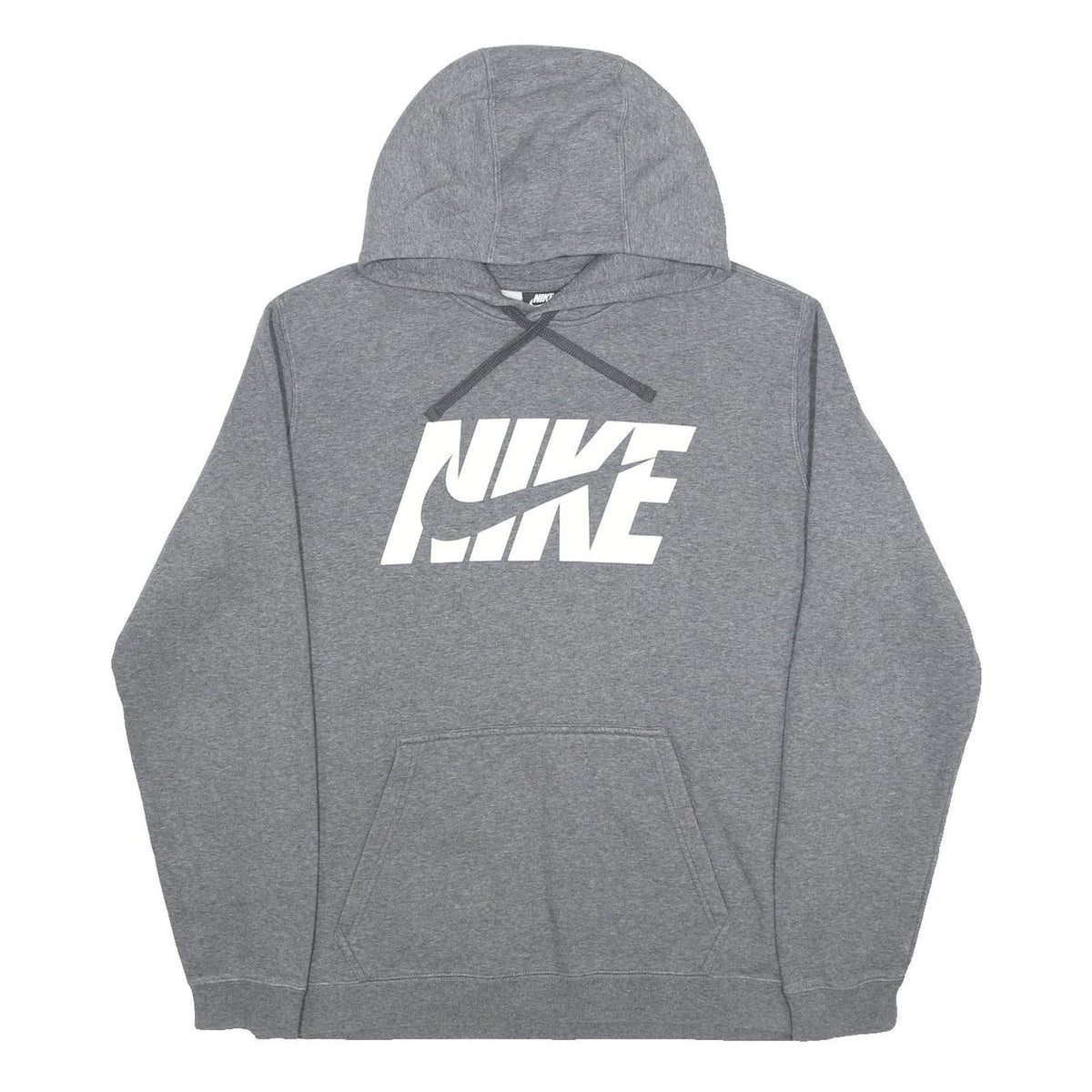 NIKE Mens Grey Pullover Hoodie L Cotton Blend Comfortable Casual Sweatshirt