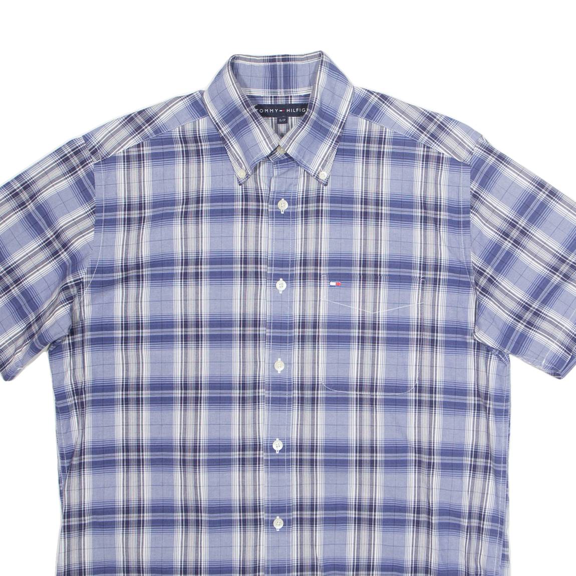 TOMMY HILFIGER Mens Shirt Blue Plaid S