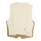 PICDOR Mens Beige Leather Button Jacket M Suede Waistcoat Casual