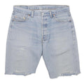 LEVI'S Mens Denim Light Blue Casual Shorts L W36 Raw Hem Distressed