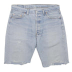 LEVI'S Mens Denim Light Blue Casual Shorts L W36 Raw Hem Distressed