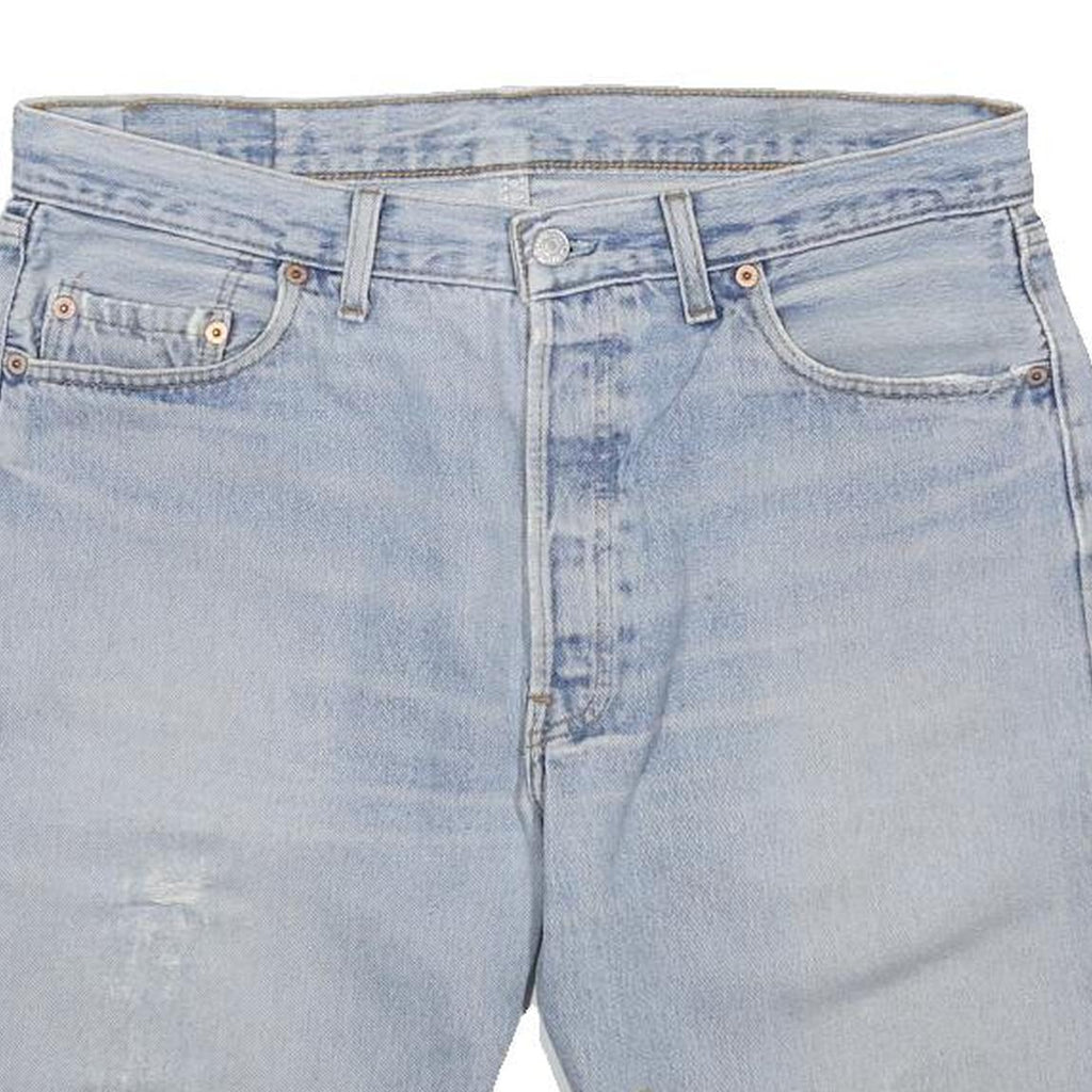 LEVI'S Mens Denim Light Blue Casual Shorts L W36 Raw Hem Distressed