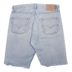 LEVI'S Mens Denim Light Blue Casual Shorts L W36 Raw Hem Distressed